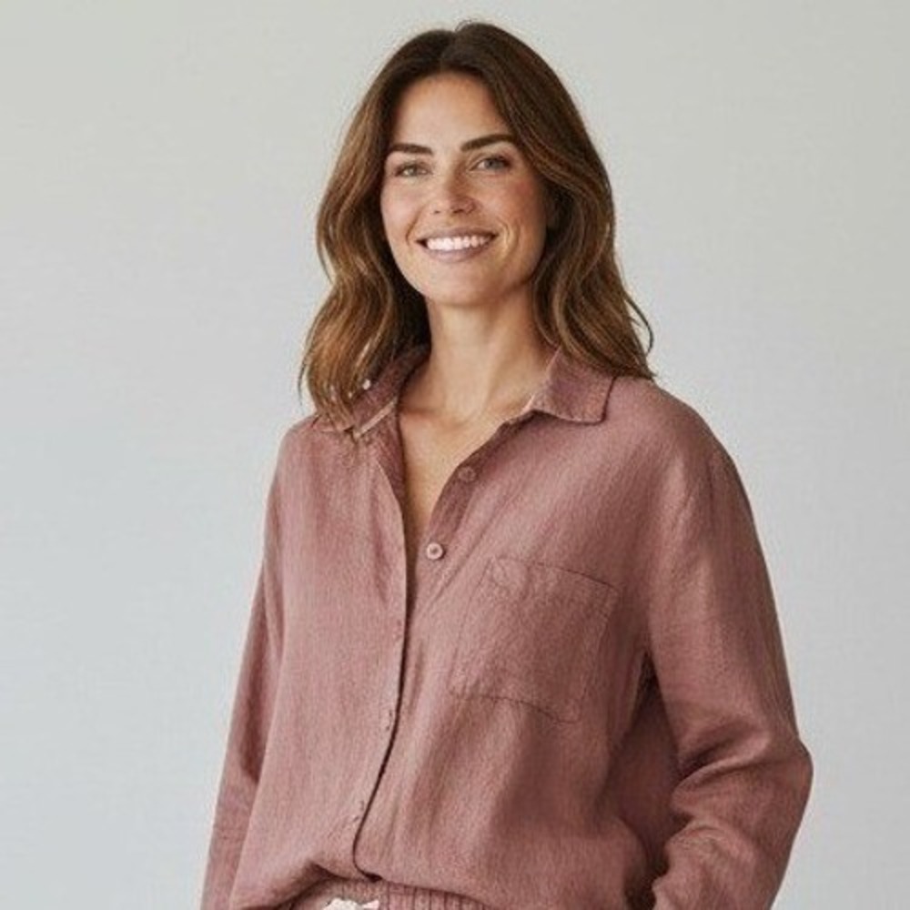 Mooshop 100% Linen Pajama Set 2 piece Women XL Dusty Rose 
Lounge minimalist